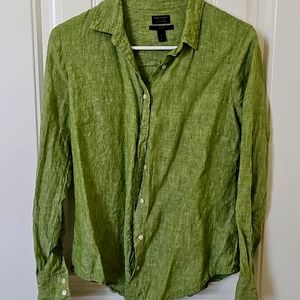 J Crew Baird McNutt Irish Linen Green Button-Up Shirt